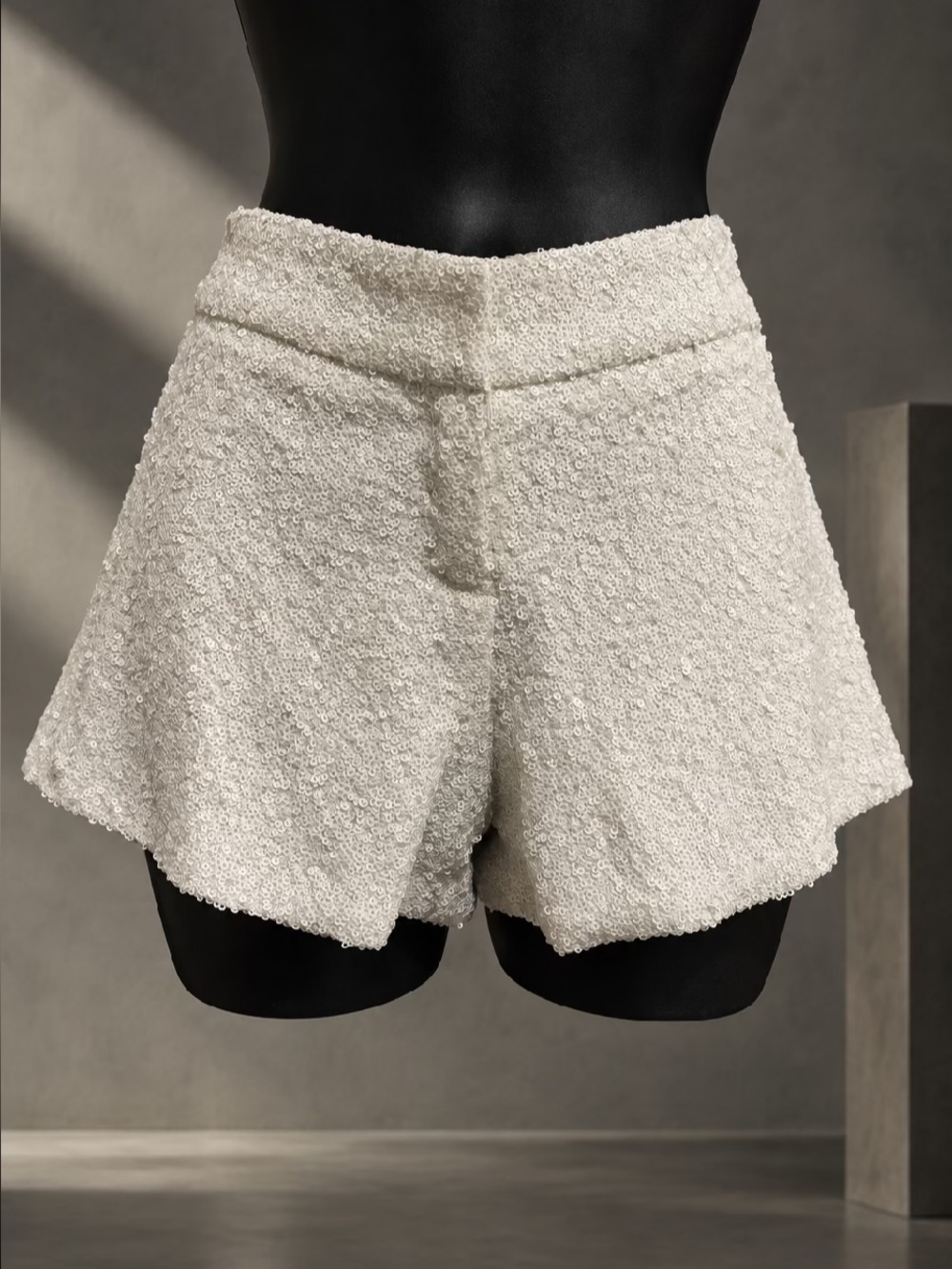 La Cite White Sequined Shorts
